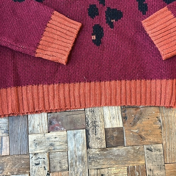 ALYA Maroon Orange Cheetah Print Sweater Size Medium - Picture 4 of 7